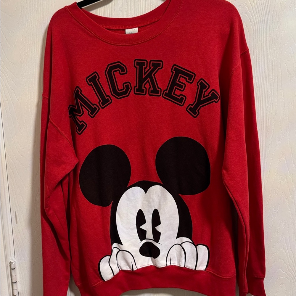NWOT Disney Mickey Mouse Pull Over Sweatshirt Red Long Sleeve Girl Teen XL 16-17 - Picture 11 of 11